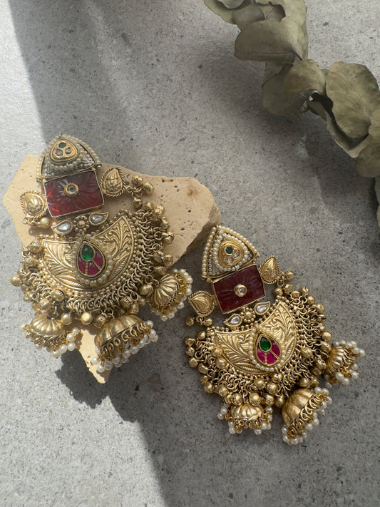 GARNET JHUMKA EARRINGS - Premium Earrings from Chaand + Bali - Just $89! Shop now at Chaandbali