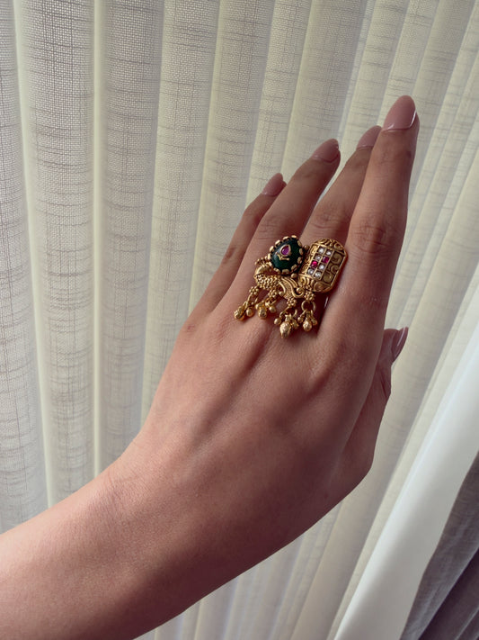 RIHI PEACOCK ADJUSTABLE RING