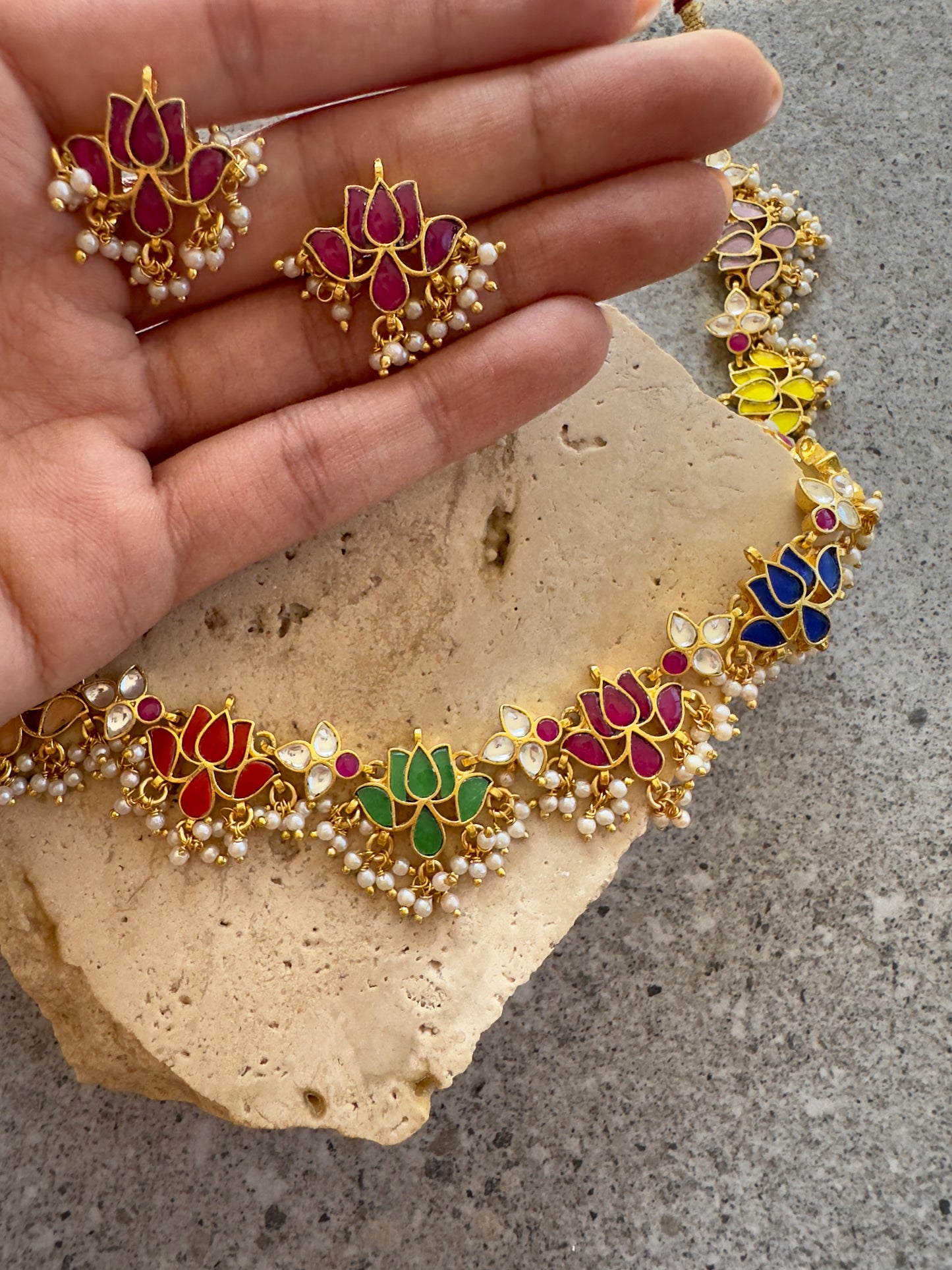 LOTUS NECKLACE SET - Premium Necklace from Chaand + Bali - Just $129! Shop now at Chaandbali