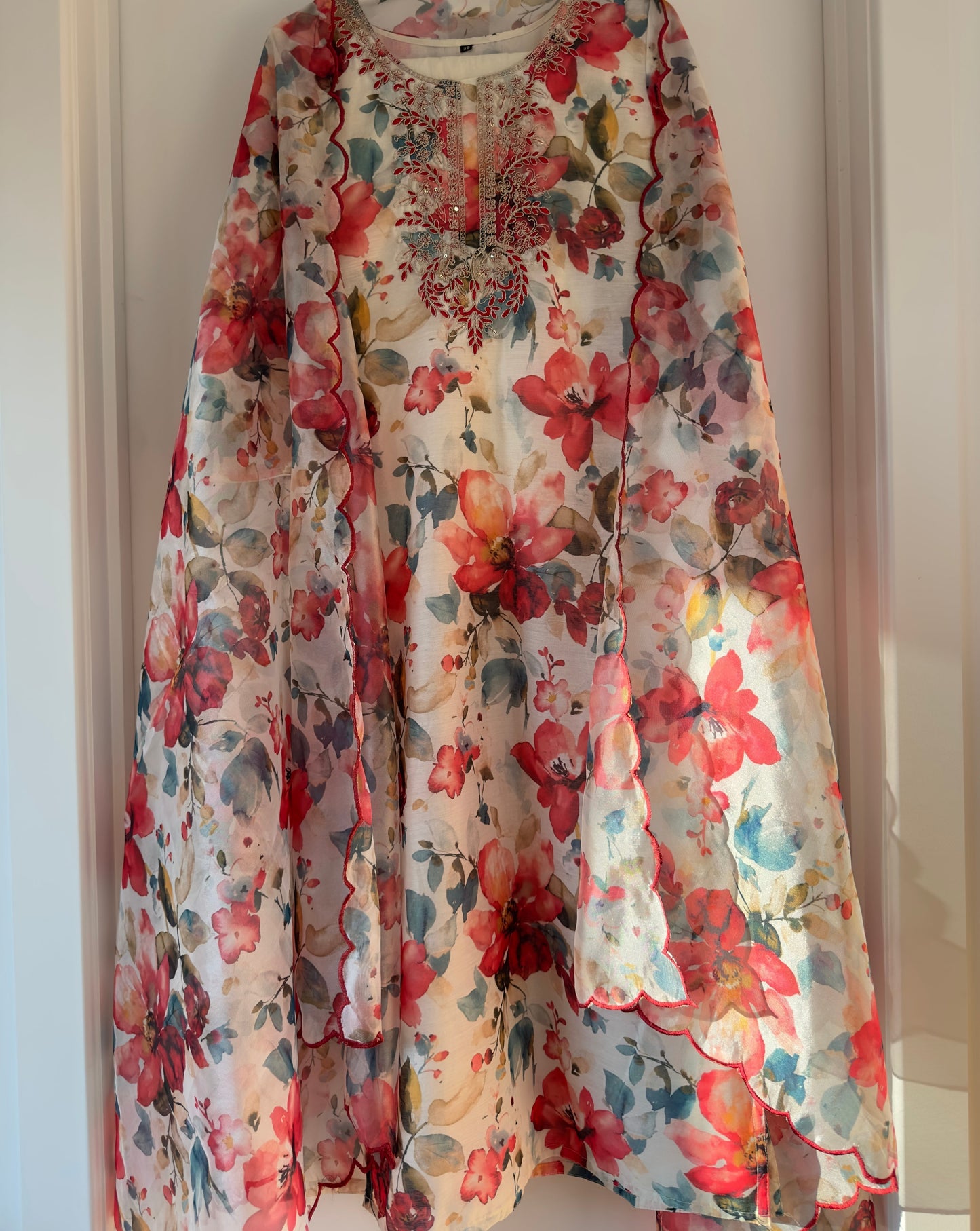 MEHAK SUIT White Floral Printed Suit - Set of 3 - Premium Suits from Chaand + Bali - Just $79! Shop now at Chaandbali