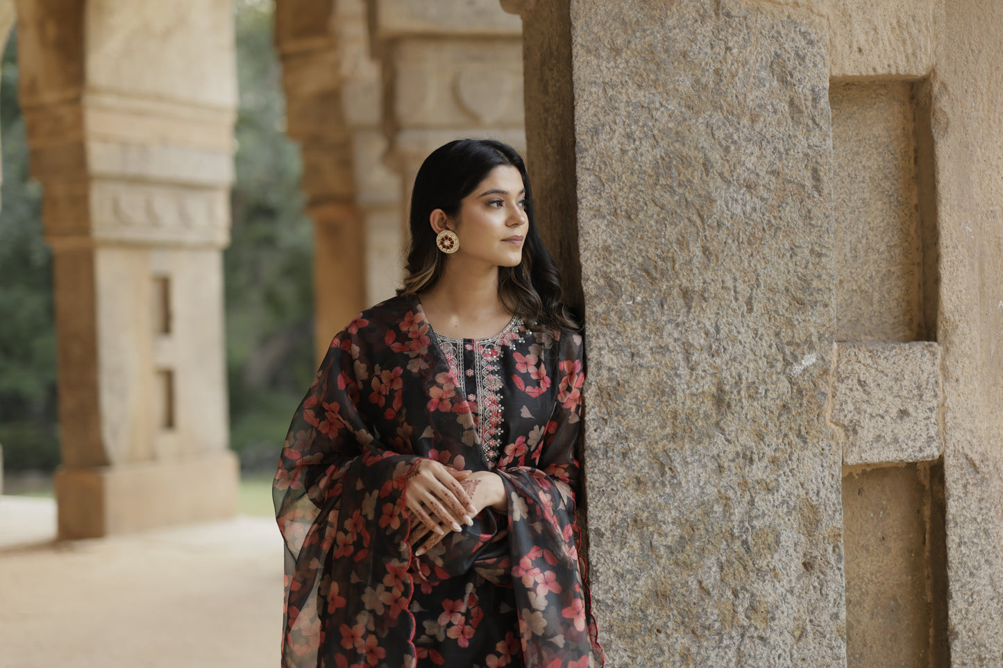 WANI SUIT BLACK FLORAL - Set of 3 - Premium Suits from Chaand + Bali - Just $79! Shop now at Chaandbali