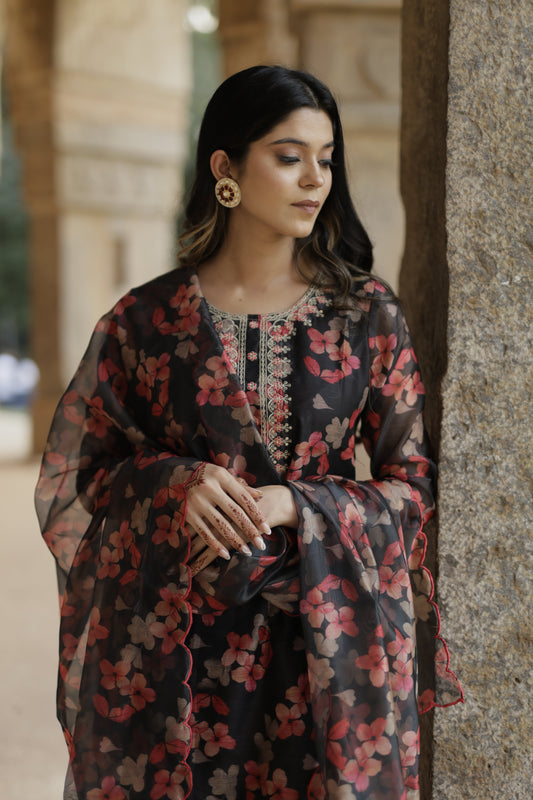 WANI SUIT BLACK FLORAL - Set of 3 - Premium Suits from Chaand + Bali - Just $79! Shop now at Chaandbali