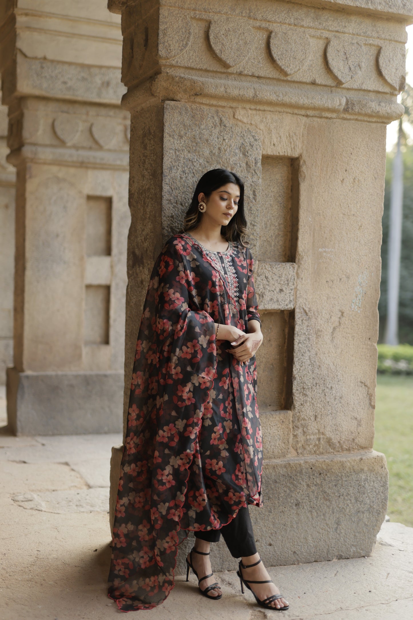 WANI SUIT BLACK FLORAL - Set of 3 - Premium Suits from Chaand + Bali - Just $79! Shop now at Chaandbali
