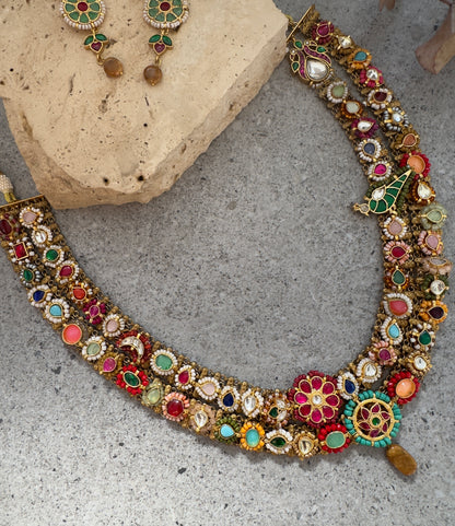 SHEESH MAHAL BLOOM NECKLACE SET