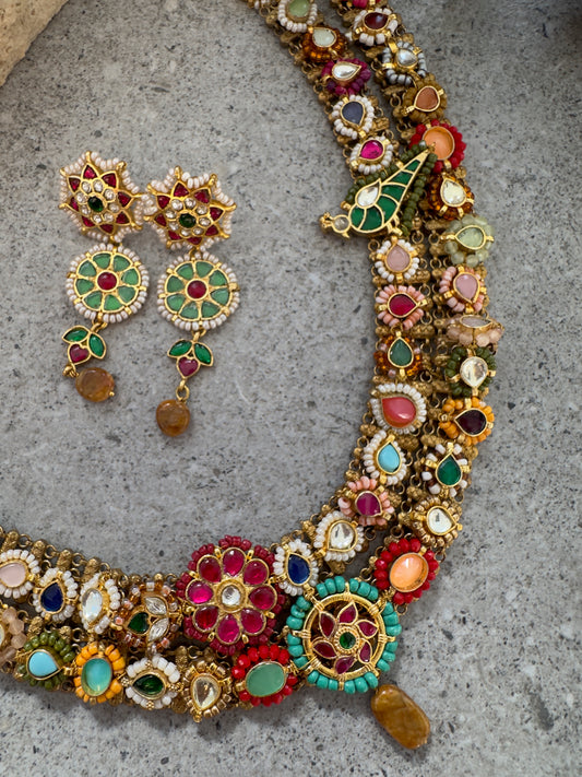 SHEESH MAHAL BLOOM NECKLACE SET