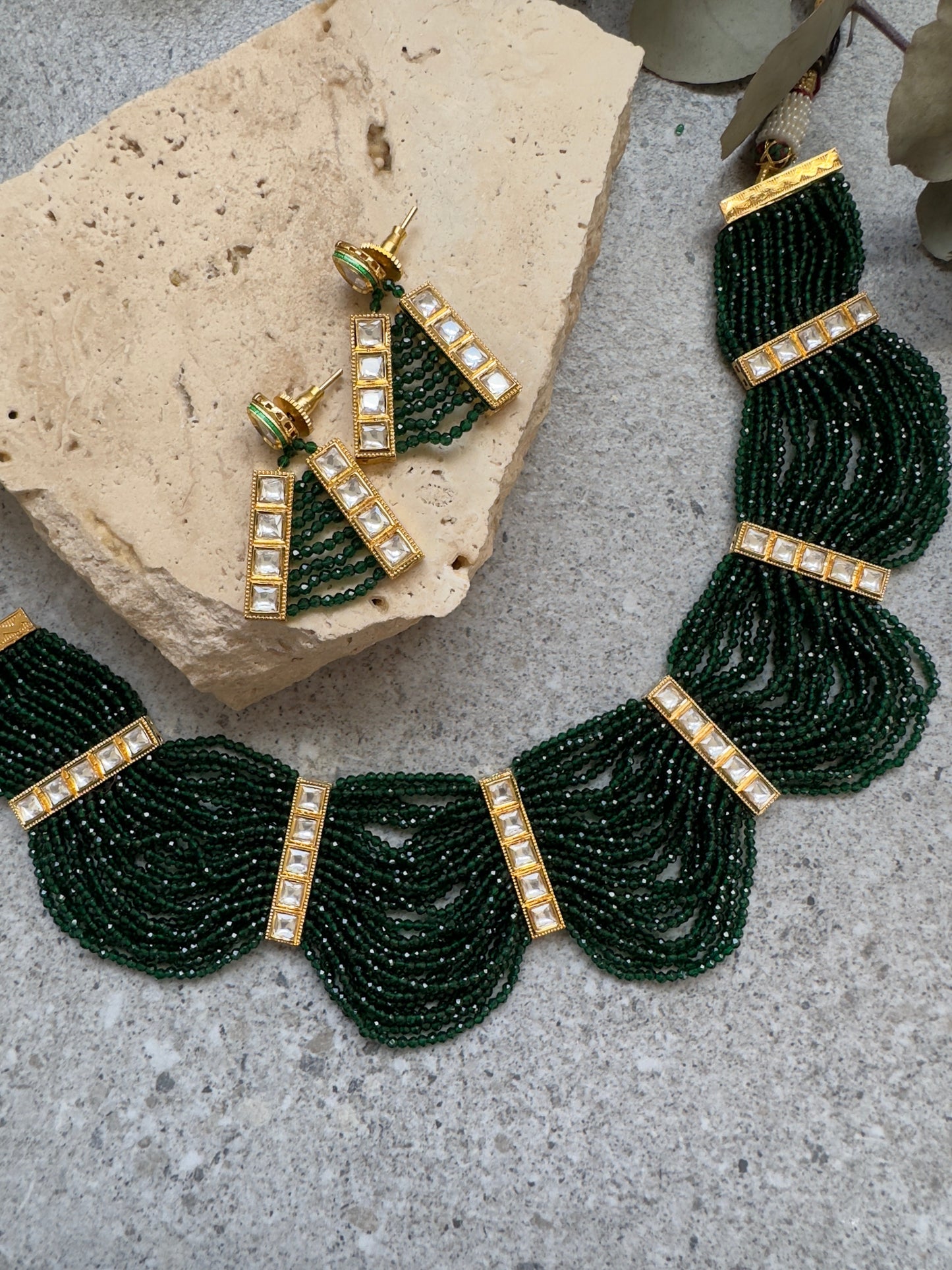 ELLA GREEN CHOKER SET - Premium Necklace from Chaand + Bali - Just $135! Shop now at Chaandbali