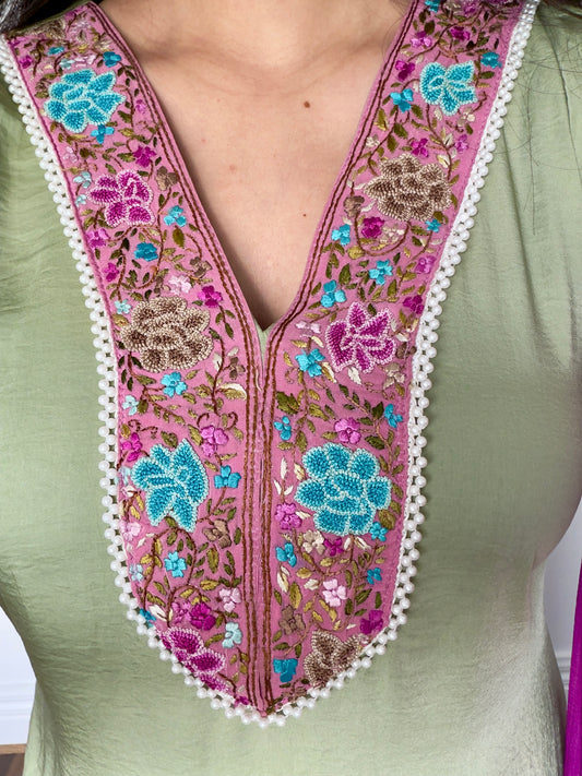 MINT GRACE KURTA SET WITH DUPATTA