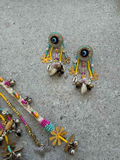 AURA EVIL EYE NECKLACE WITH EARRINGS