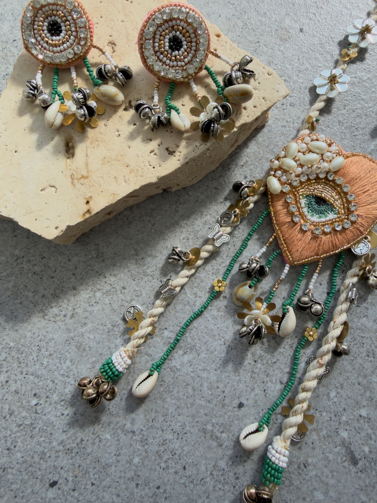 LOVE AT FIRST CHARM NECKLACE WITH EARRINGS
