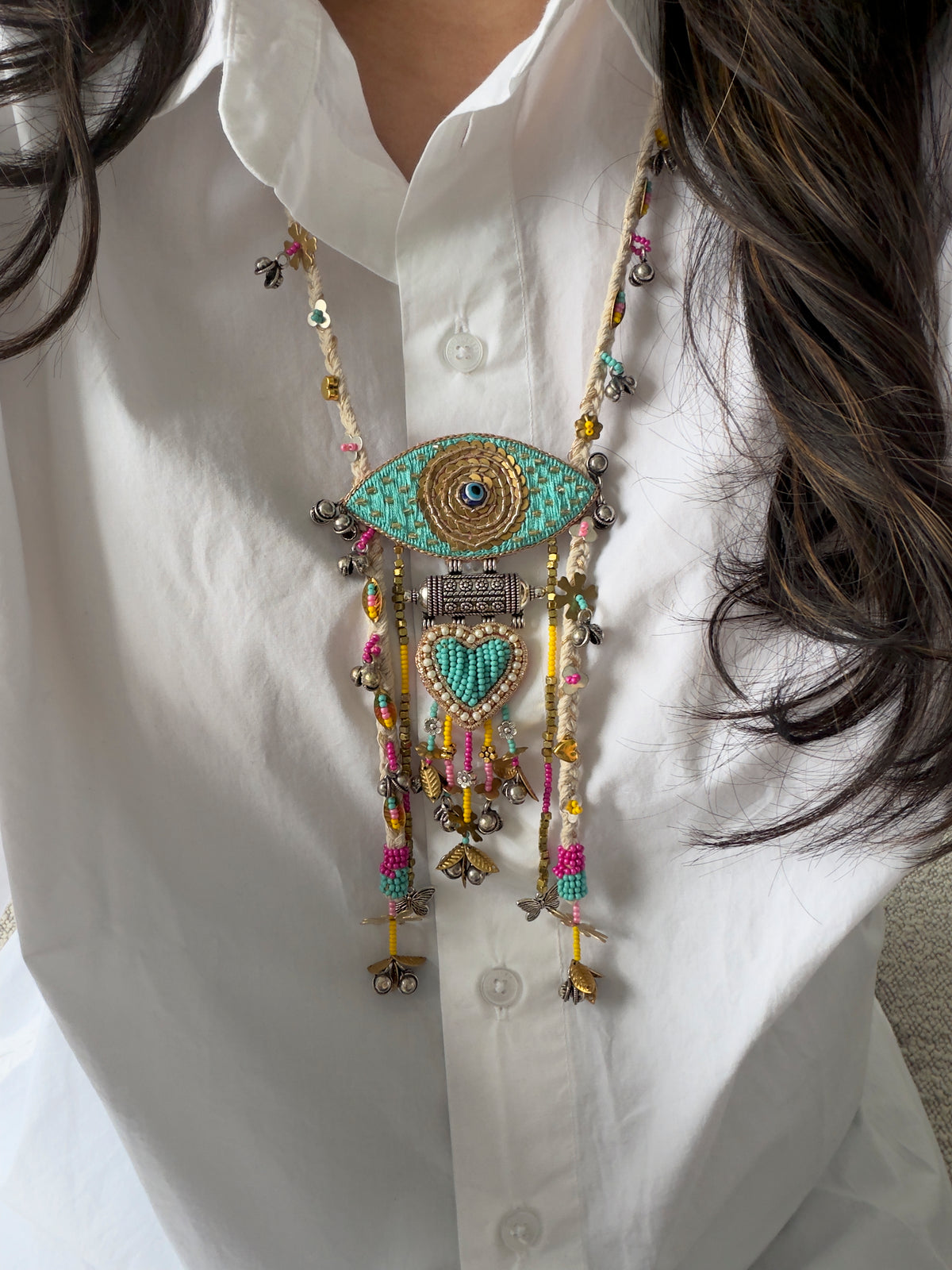 AURA EVIL EYE NECKLACE WITH EARRINGS