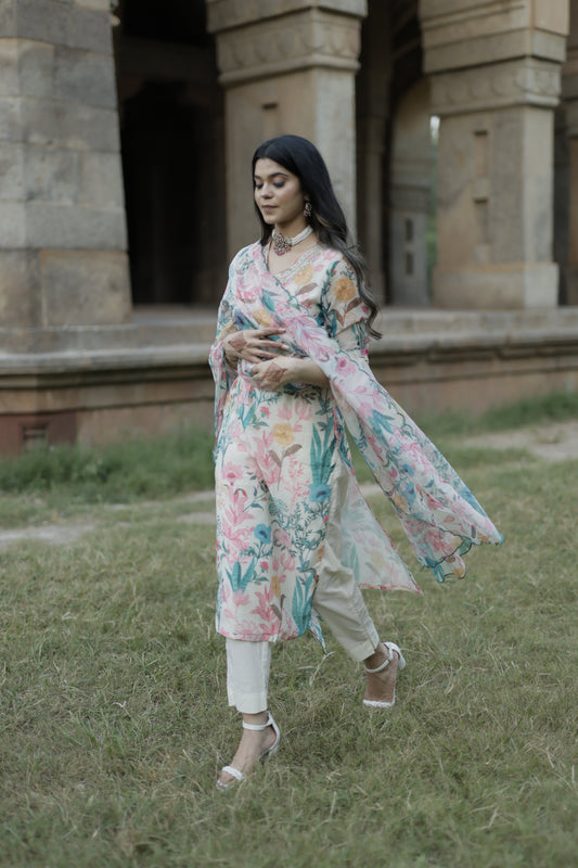 AZRA White floral printed suit - Set of 3 - Premium Suits from Chaand + Bali - Just $99! Shop now at Chaandbali