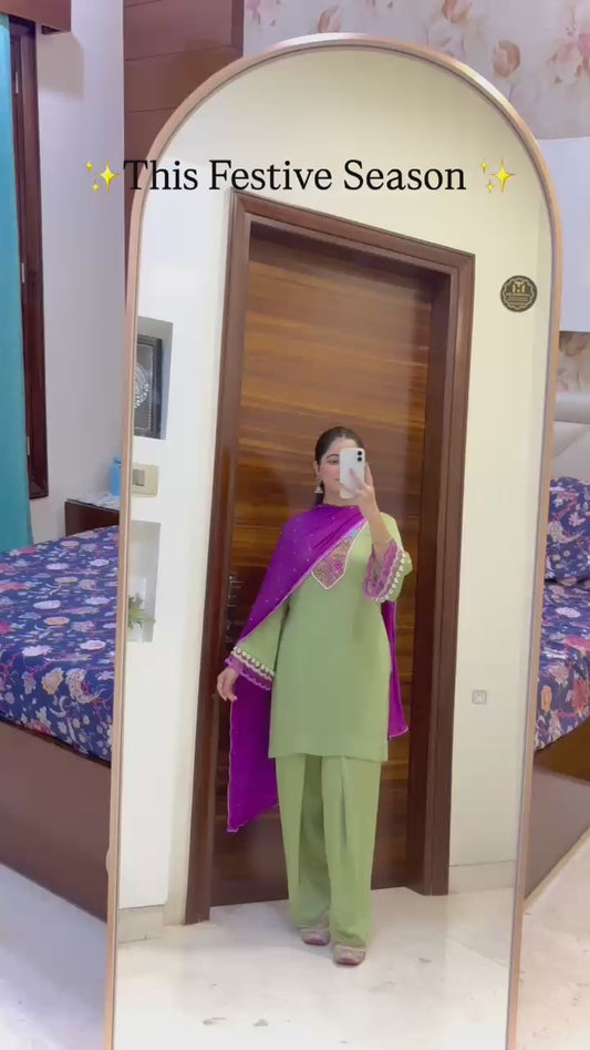 MINT GRACE KURTA SET WITH DUPATTA