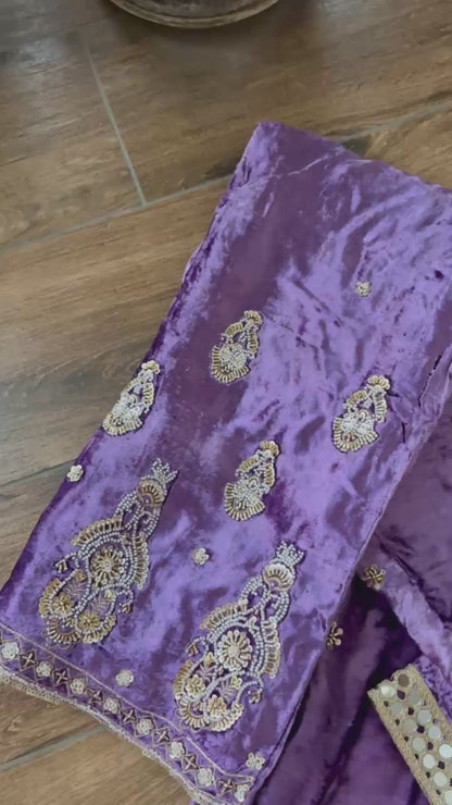 FAY PURPLE VELVET CO-ORD SET